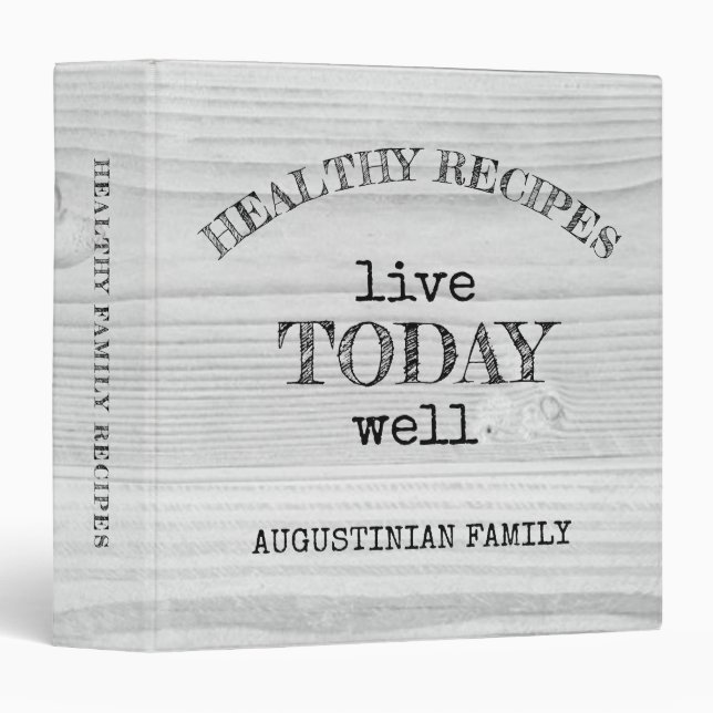 Christian Quote Personalized Rustic Wood Recipe Binder (Front/Spine)