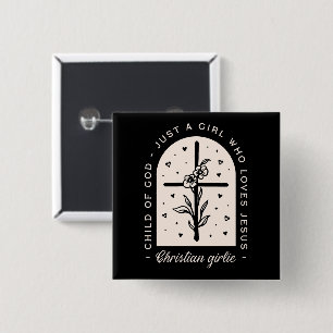 Christian quotes just a girl who loves Jesus black 2 Inch Square Button