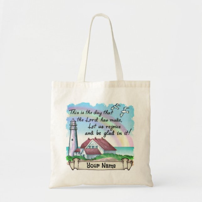 Christian Rejoice Lighthouse  Tote Bag (Front)