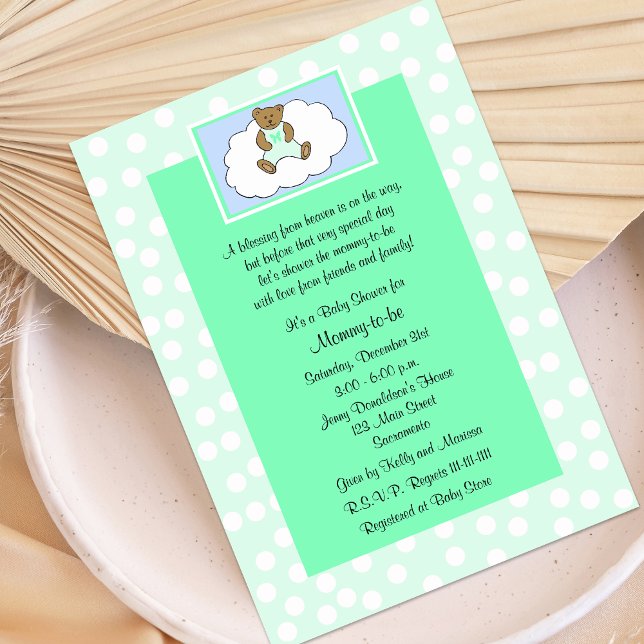 Christian Religieux Baby shower Invitation Green (Créateur téléchargé)