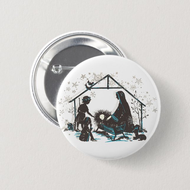 Christian Religious Baby Jesus Christmas Nativity 2 Inch Round Button (Front & Back)