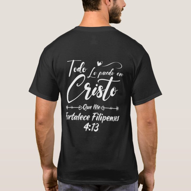 Christian Religious Bible Verse 4 13 Philippians T-Shirt (Back)