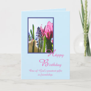Christian Religious Birthday Card -- Spring Flower
