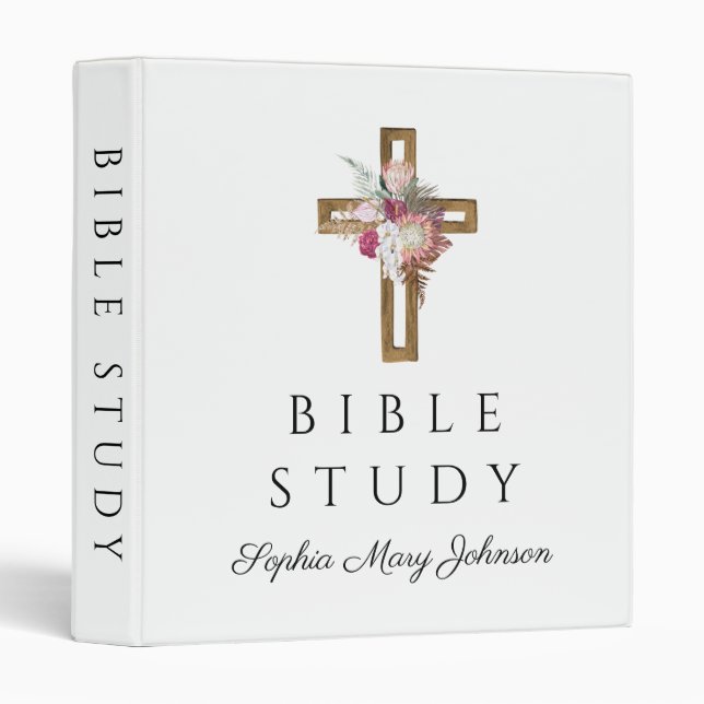 Christian Religious Boho Floral Cross  Binder (Front/Spine)