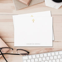 Christian Religious Gold Cross Simple Note Card