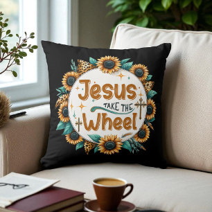 Christian Religious Jesus Take the Wheel Throw Pillow