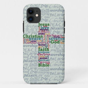 Christian Religious Word Art Cross iPhone 11 Case
