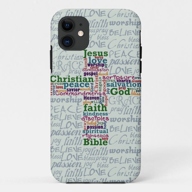 Christian Religious Word Art Cross Case-Mate iPhone Case (Back)