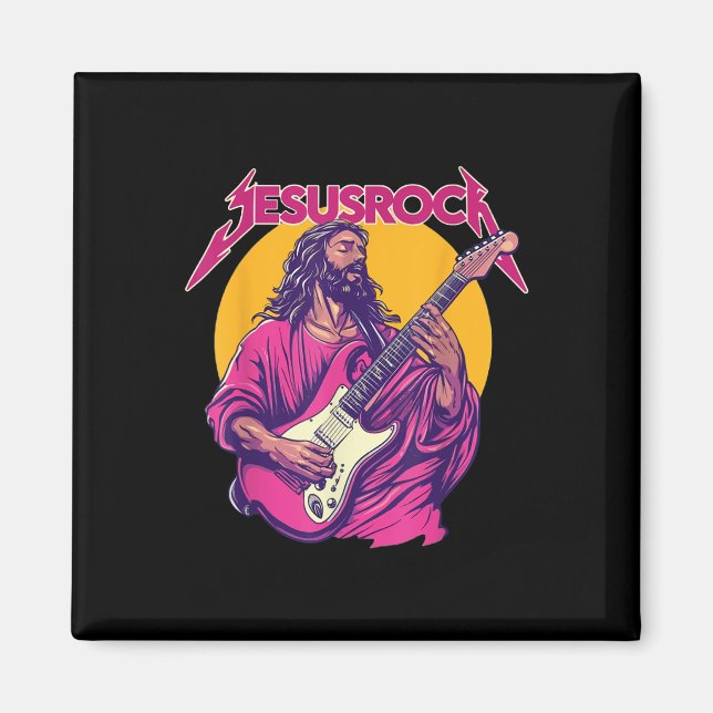 Christian Retro Funny Quote Jesus Rock Basic Music Magnet (Front)