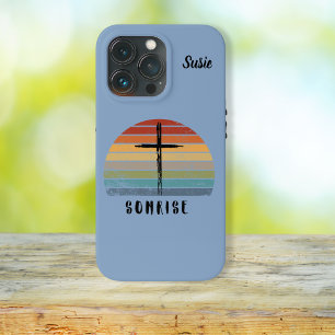 Christian Retro Sunrise Watercolo Cross  iPhone 13 Pro Case