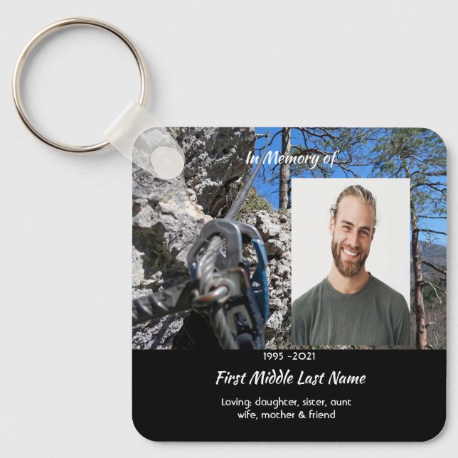 Christian Rock Climbing Memorial Keepsake  Keychain (Front)