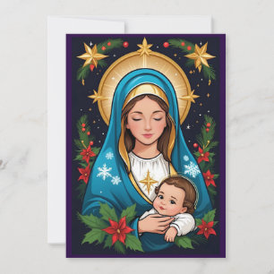 Christian Roman Catholic Virgin Mary Christmas Holiday Card