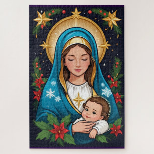Christian Roman Catholic Virgin Mary Christmas Jigsaw Puzzle