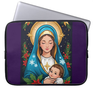 Christian Roman Catholic Virgin Mary Christmas Laptop Sleeve