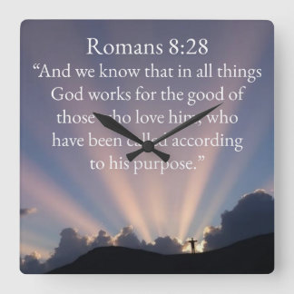 Christian Romans 8:28 Bible Verse Wall Clock