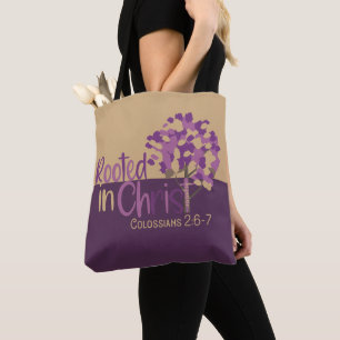 Christian Rooted In Christ Colossians 2:7 Bible Tote Bag