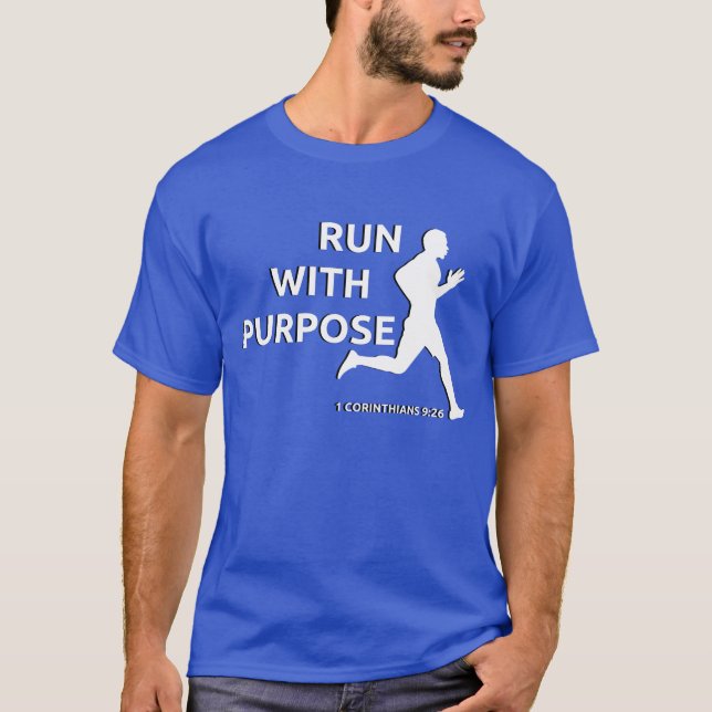 Christian Run with Purpose Modern Inspirational T- T-Shirt (Front)