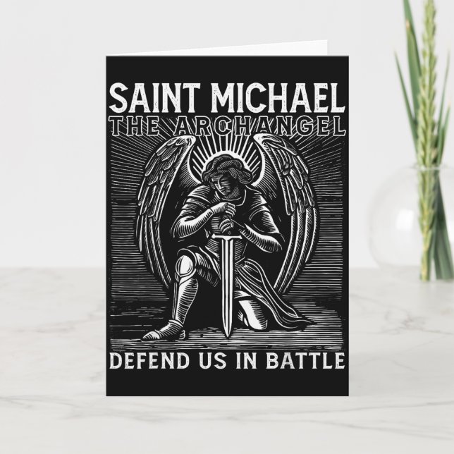 Christian Saint Michael Catholic Saint Defend Us I Card (Front)