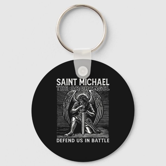 Christian Saint Michael Catholic Saint Defend Us I Keychain (Front)