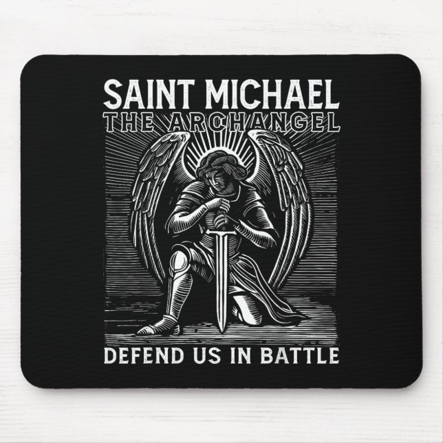 Christian Saint Michael Catholic Saint Defend Us I Mouse Pad (Front)