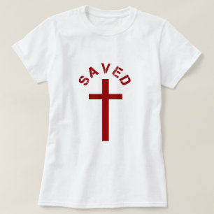 Christian Saved Red Cross and Text Design T-Shirt