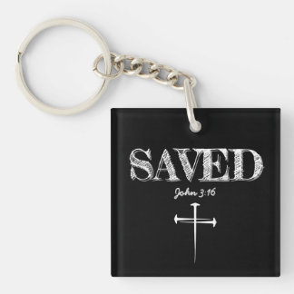 Christian SAVED with 3 Nail Cross Keychain