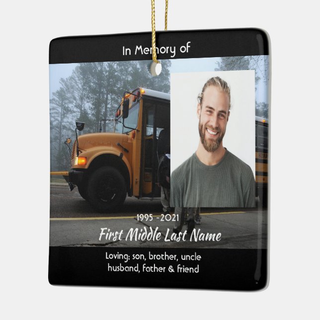 Christian School Bus Driver Memorial Keepsake  Ceramic Ornament (Left)