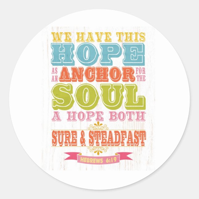 Christian Scriptural Bible Verse - Hebrew 6:19 Classic Round Sticker (Front)