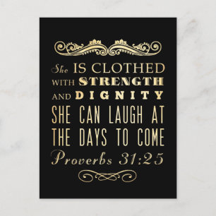 Christian Scriptural Bible Verse - Proverbs 31:25 Postcard
