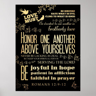Christian Scriptural Bible Verse - Romans 12:9-12 Poster