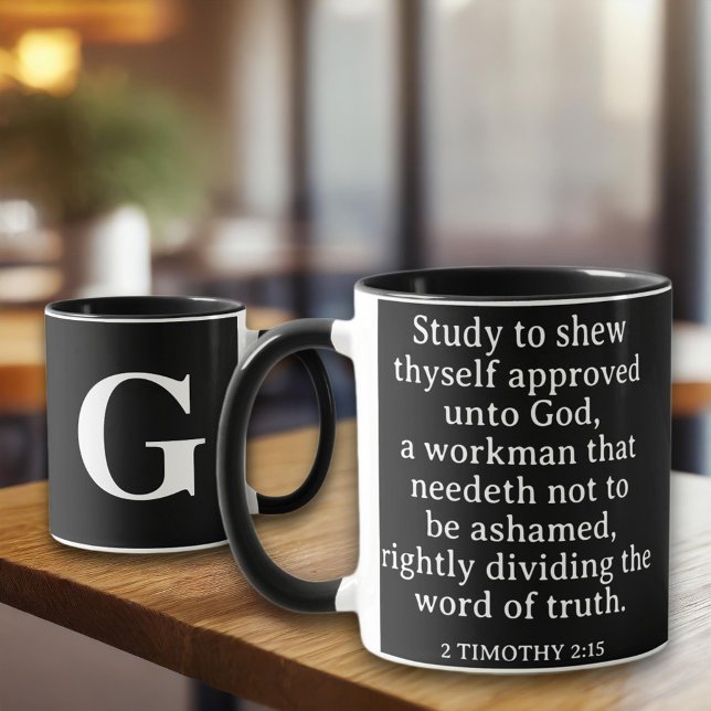 Christian Scripture 2 Timothy 2:15 KJV Monogram  Mug (Creator Uploaded)