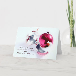 christian scripture christmas card, red ornament holiday card