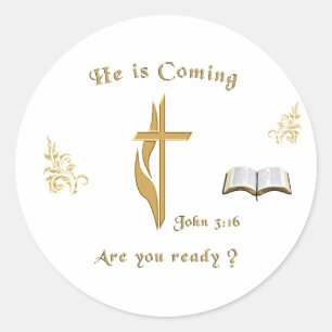Christian Scripture John 3:16 Classic Round Sticker