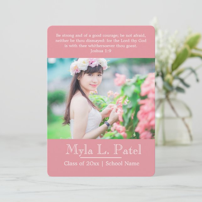 Christian Scripture Photo Graduation Announcement/ Invitation (Standing Front)