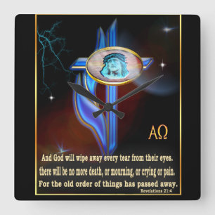 Christian Scripture Square Wall Clock