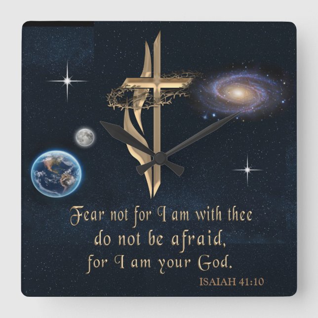 Christian Scripture Square Wall Clock (Front)