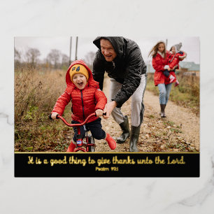 Christian Scripture Thanksgiving Photo Colour Edge Foil Holiday Postcard