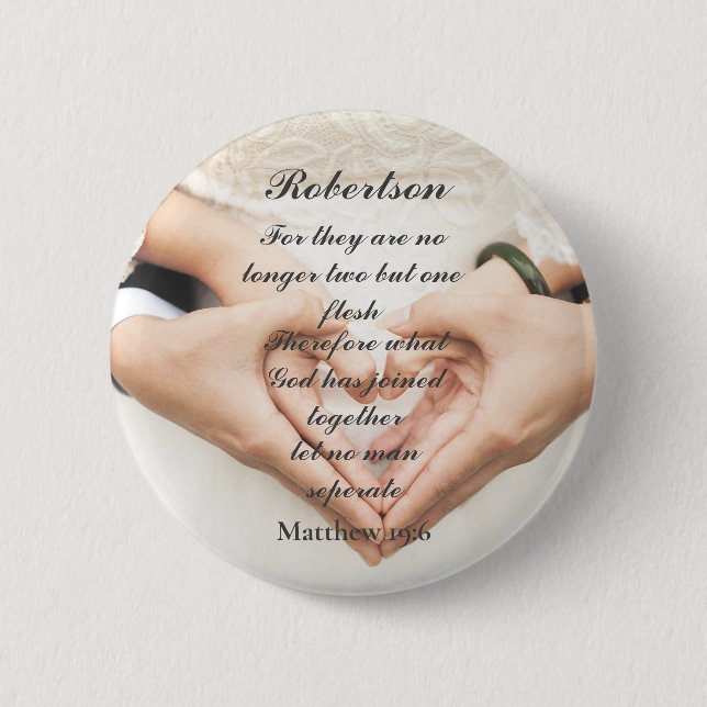 Christian Scripture Wedding Photo  2 Inch Round Button (Front)
