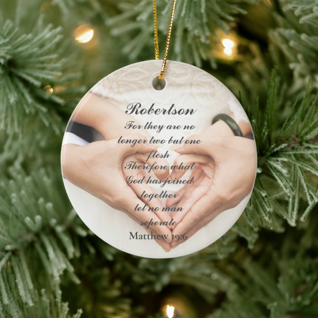 Christian Scripture Wedding Photo  Ceramic Ornament (Tree)