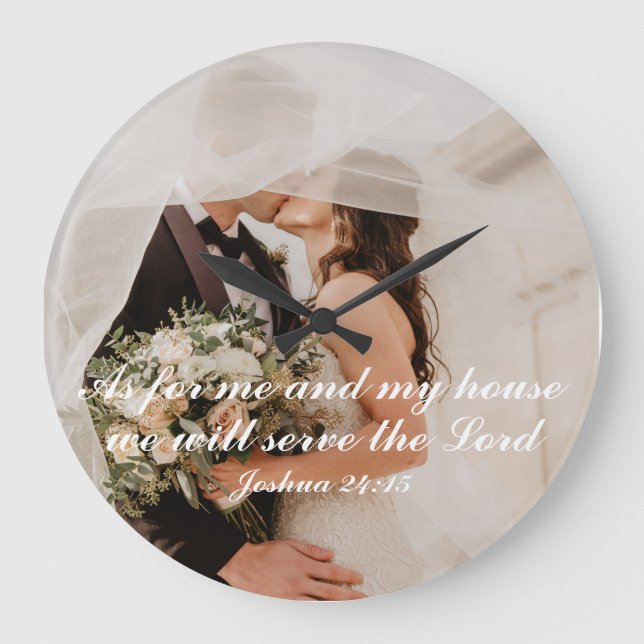 Christian Scripture Wedding Photo Wall Clock (Front)