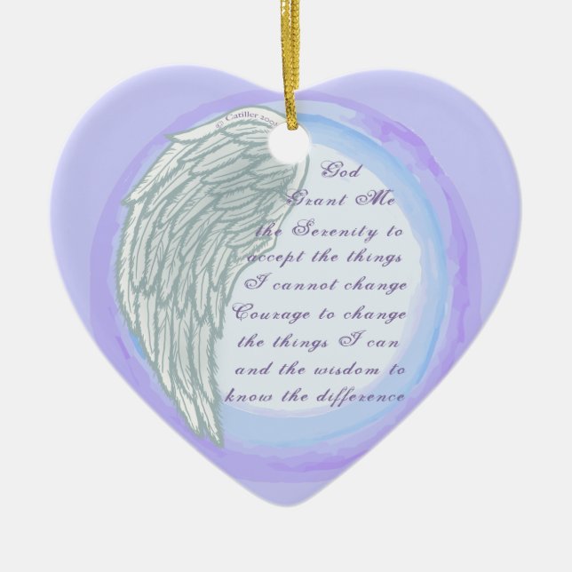Christian Serenity Prayer Wing Ceramic Ornament (Front)