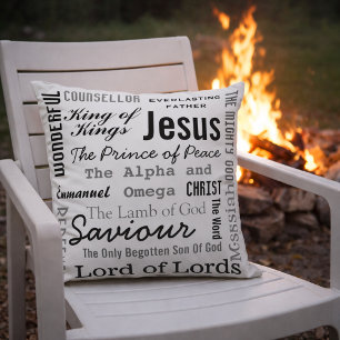 Christian Seventeen Names of Jesus Throw Pillow