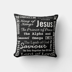 Christian Seventeen Names of Jesus Throw Pillow
