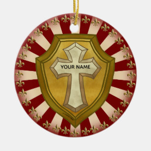 Christian Shield Ceramic Ornament