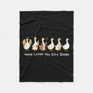 Christian Silly Goose Faith Based Jesus Loves You  Fleece Blanket