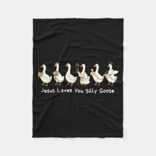 Christian Silly Goose Jesus Loves You Christian Fa Fleece Blanket