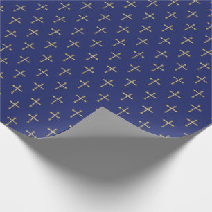 Christian Simple Gold Cross on Navy Blue Wrapping Paper