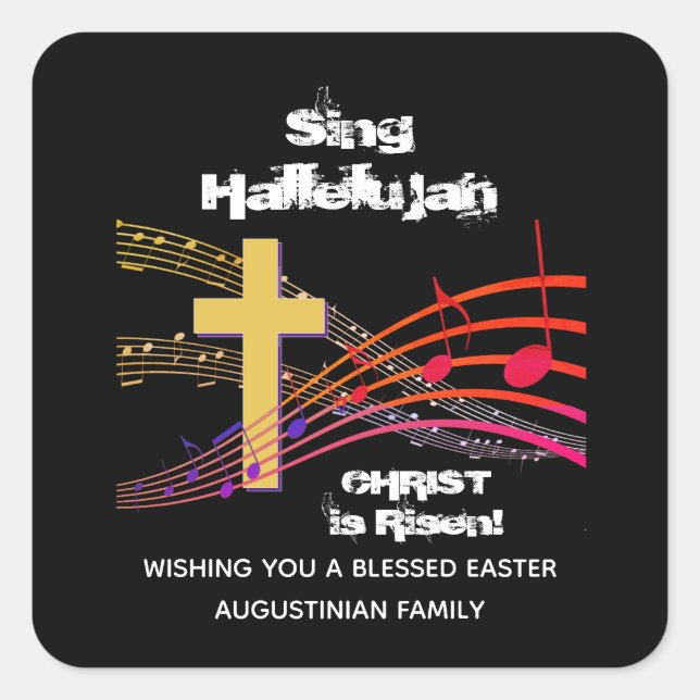 Christian SING HALLELUJAH CHRIST IS RISEN Easter Square Sticker (Front)