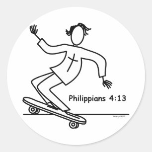 Christian Skateboard Classic Round Sticker