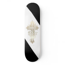Christian Skateboard Gold Cross